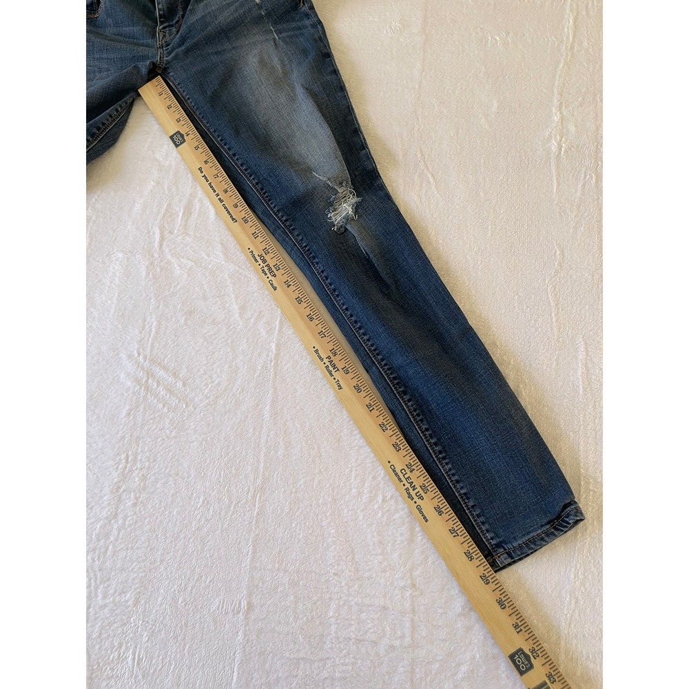 Express Jeans Legging Low Rise Medium Wash Distressed Skinny Denim Blue Size 6 - Picture 4 of 9